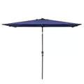 9' Navy Blue Polyester Rectangular Tilt Market Patio Umbrella on a white background
