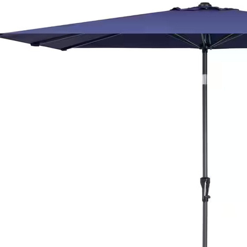 9' Navy Blue Polyester Rectangular Tilt Market Patio Umbrella - 6.10" H x 63.19" W x 6.50" D