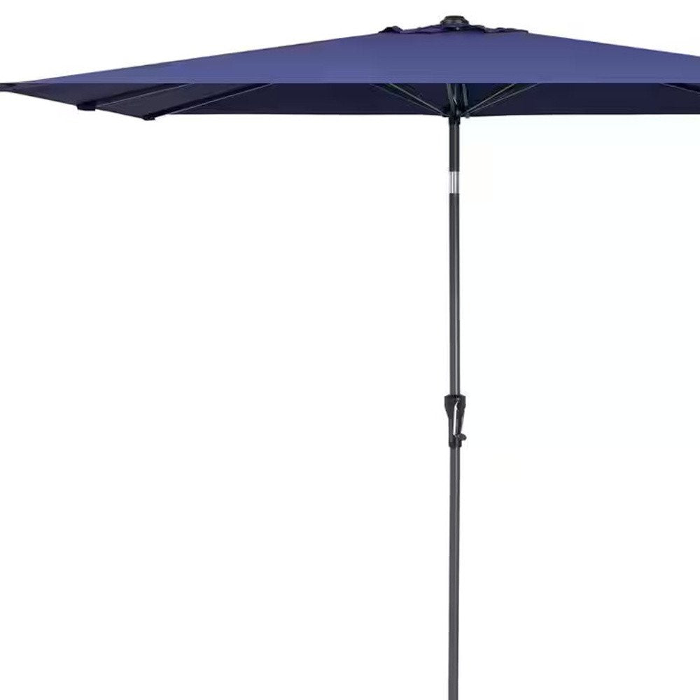 9' Navy Blue Polyester Rectangular Tilt Market Patio Umbrella - 6.10" H x 63.19" W x 6.50" D