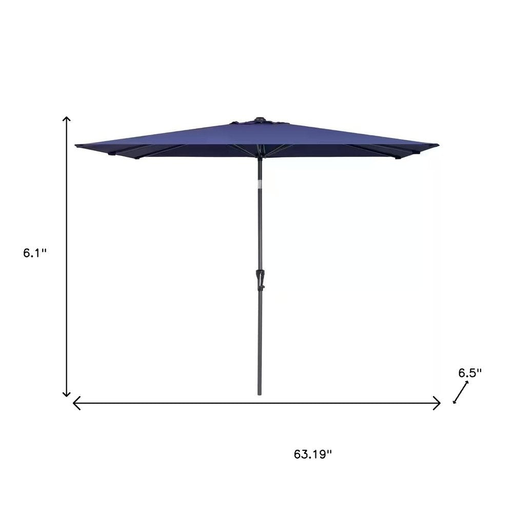 9' Navy Blue Polyester Rectangular Tilt Market Patio Umbrella - 6.10" H x 63.19" W x 6.50" D