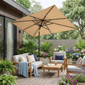 9' Tan Polyester Rectangular Tilt Market Patio Umbrella