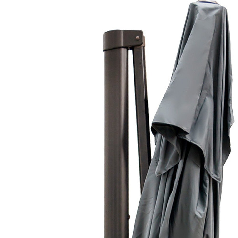 13' Gray Polyester Rectangular Tilt Cantilever Patio Umbrella with Stand