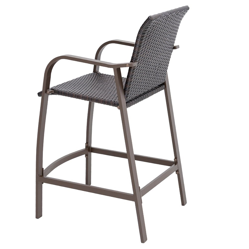 Set of Two 28" Brown Aluminum Outdoor Counter Height Bar Chairs