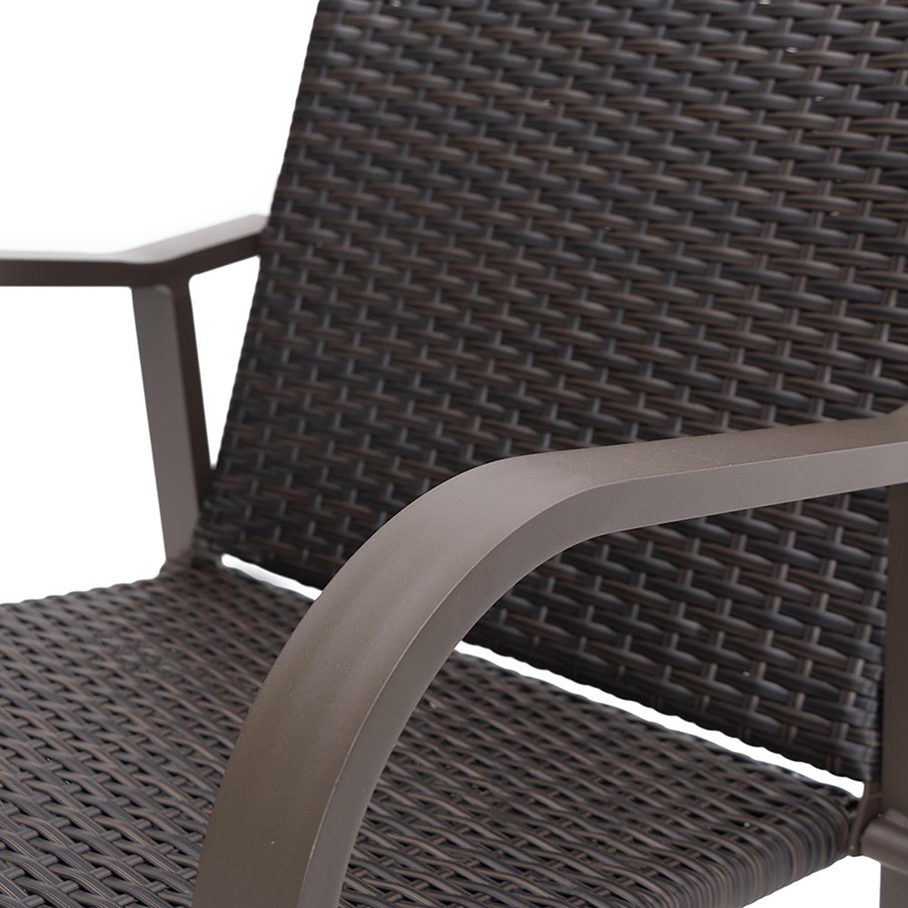Set of Two 28" Brown Aluminum Outdoor Counter Height Bar Chairs
