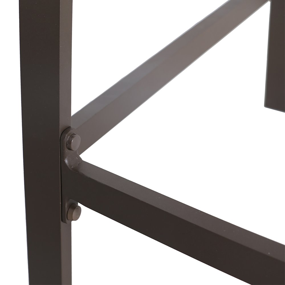 Set of Two 28" Brown Aluminum Outdoor Counter Height Bar Chairs