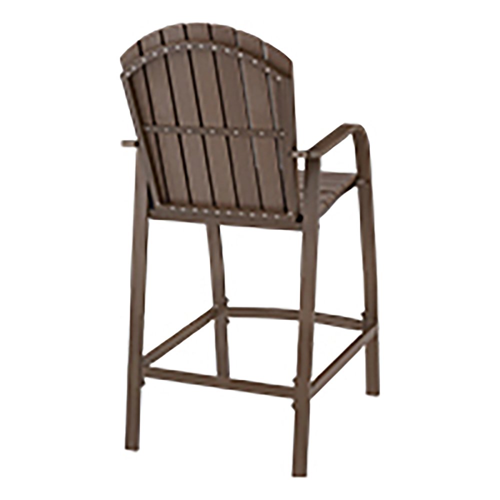 Set of Two 28" Brown Aluminum Outdoor Bar Height Chairs