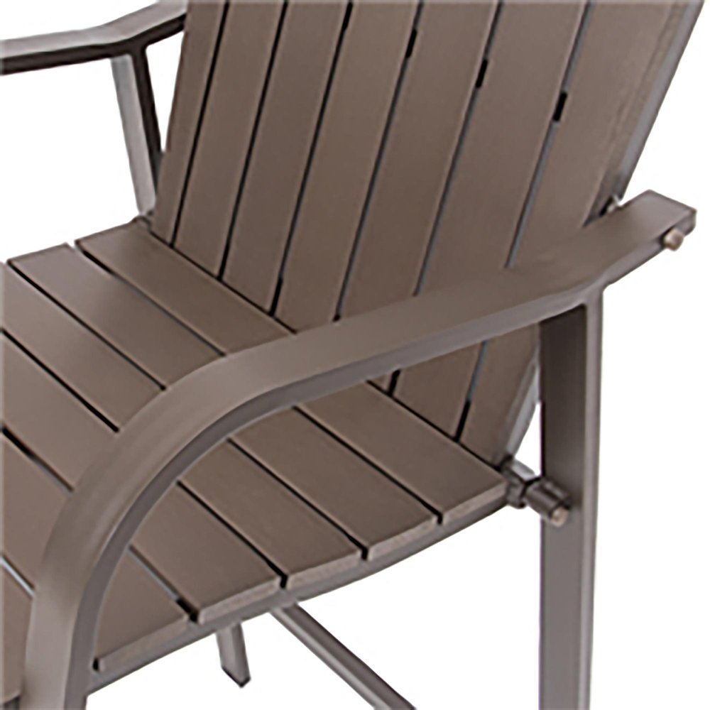 Set of Two 28" Brown Aluminum Outdoor Bar Height Chairs