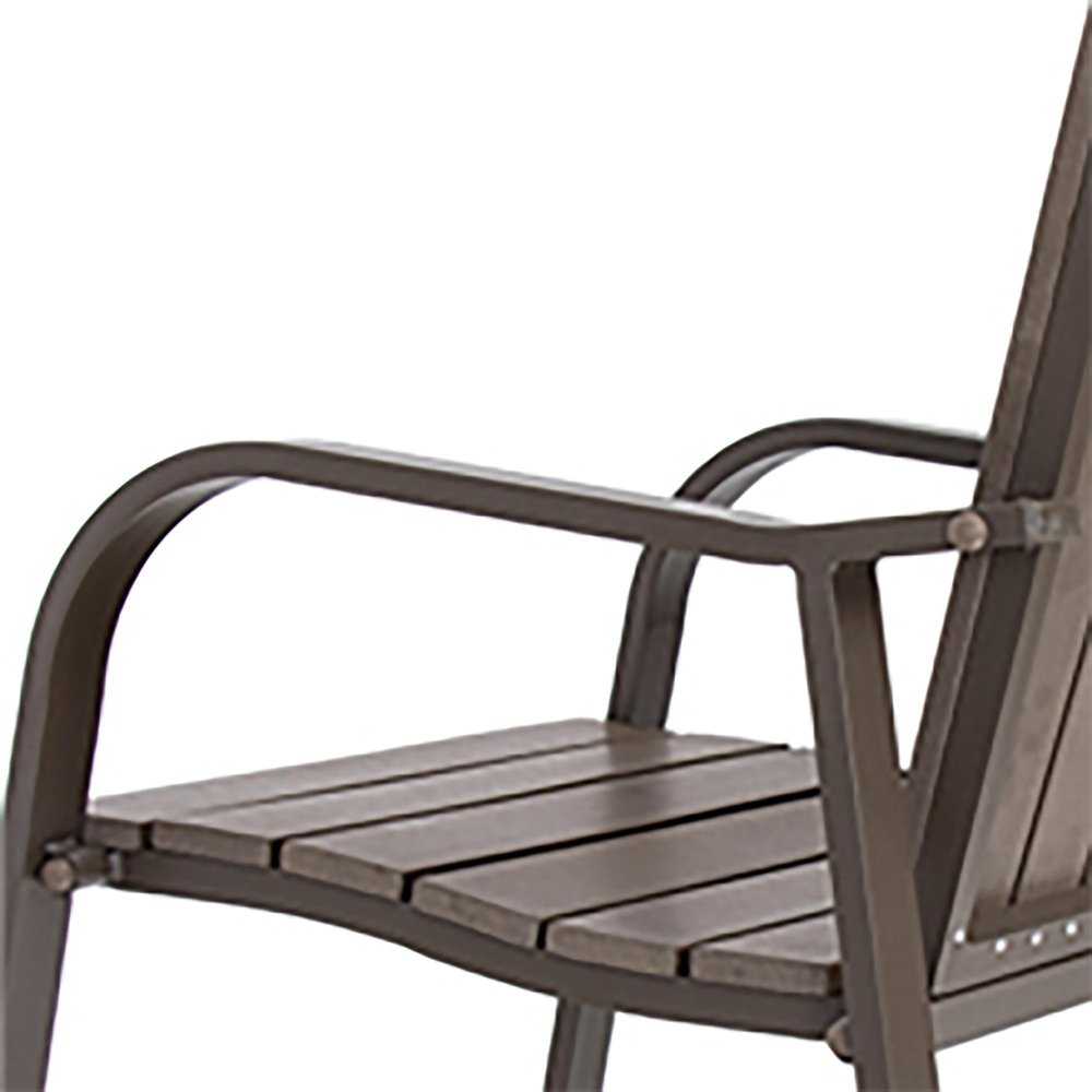 Set of Two 28" Brown Aluminum Outdoor Bar Height Chairs