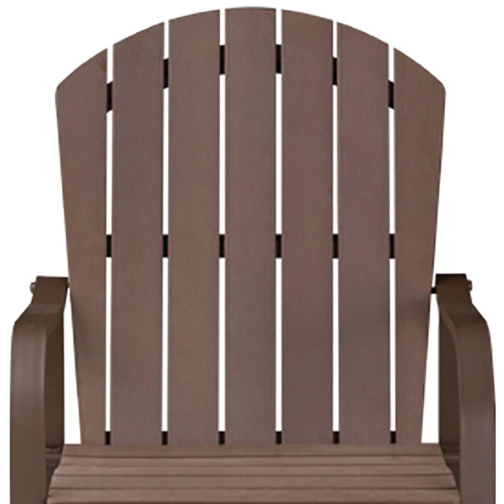 Set of Two 28" Brown Aluminum Outdoor Bar Height Chairs on a white background