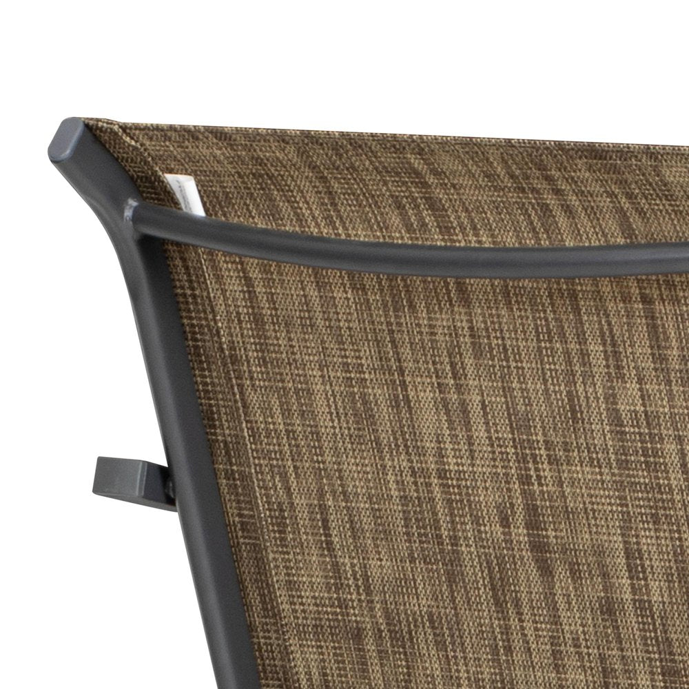 Set of Two 28" Gray and Brown Steel Outdoor Bar Height Chairs