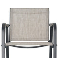 Set of Two 28" Gray Steel Outdoor Bar Height Chairs on a white background