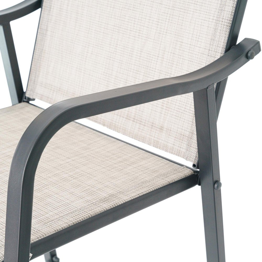 Set of Two 28" Gray Steel Outdoor Bar Height Chairs