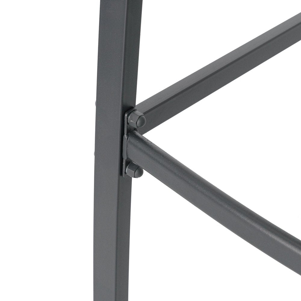 Set of Two 28" Gray Steel Outdoor Bar Height Chairs