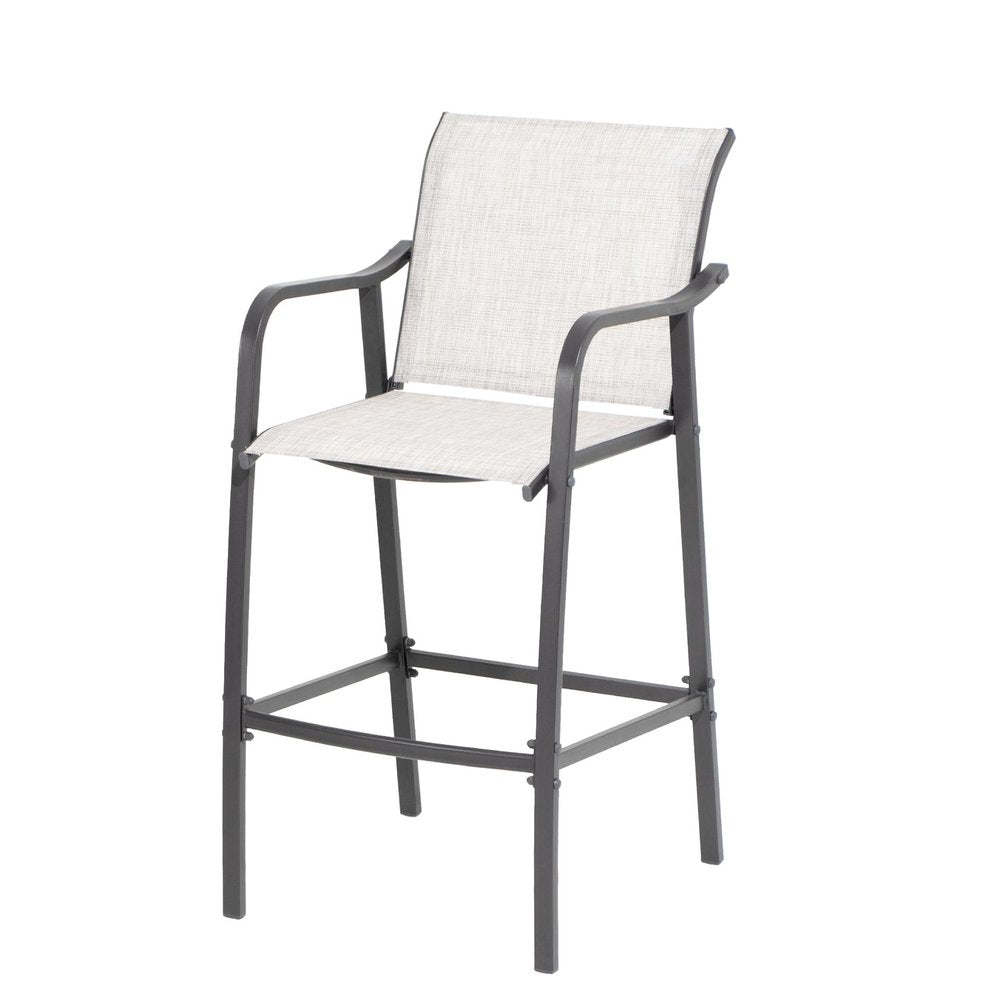 Set of Two 28" Gray Steel Outdoor Bar Height Chairs