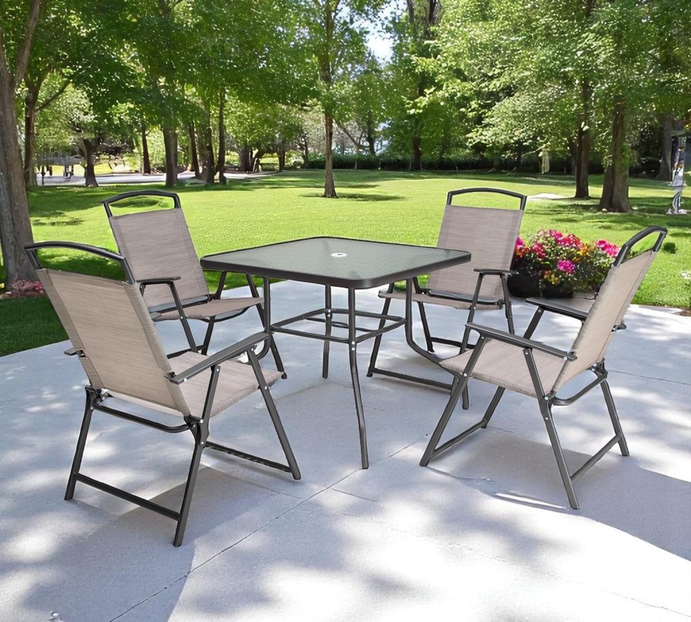 Five Piece Clear and Black Square Glass Dining Set with Four Chairs - SKU 485786 close-up detail