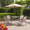 Six Piece Clear and Gray Square Glass Dining Set with Four Chairs