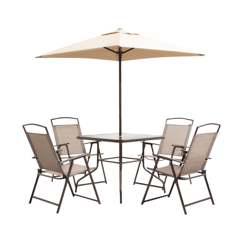 Six Piece Clear and Gray Square Glass Dining Set with Four Chairs
