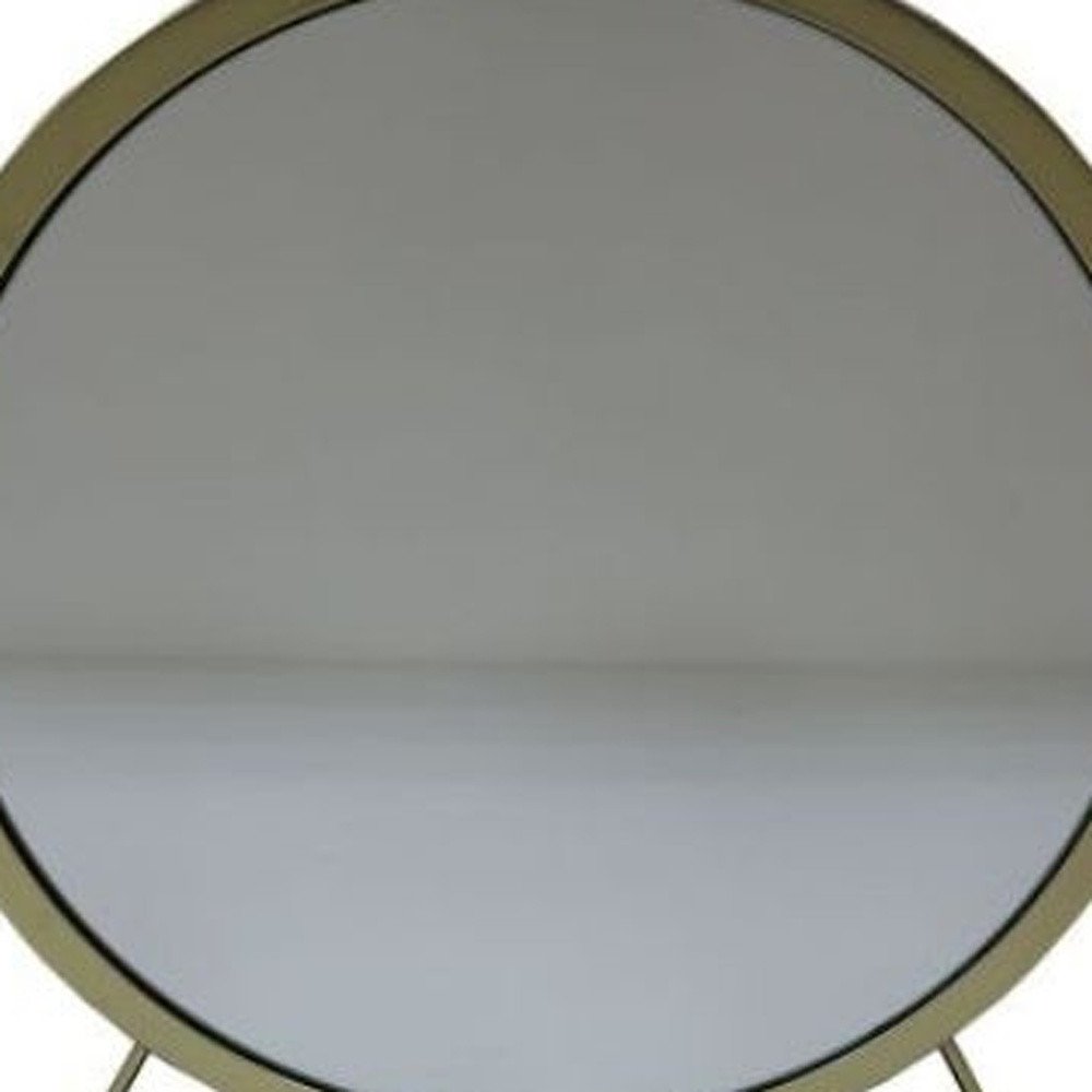Set of Two Gold Black and White Metal And Faux Fur Freestanding Makeup Mirror And Stool close-up detail