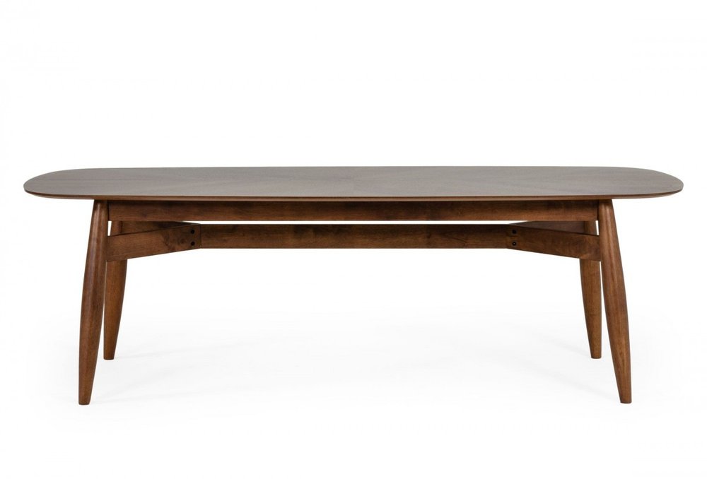 95" Brown Solid Wood Dining Table on a white background