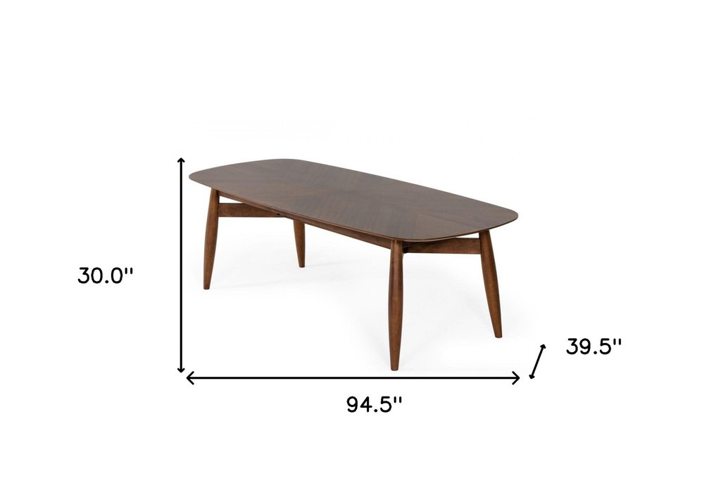 95" Brown Solid Wood Dining Table on a white background