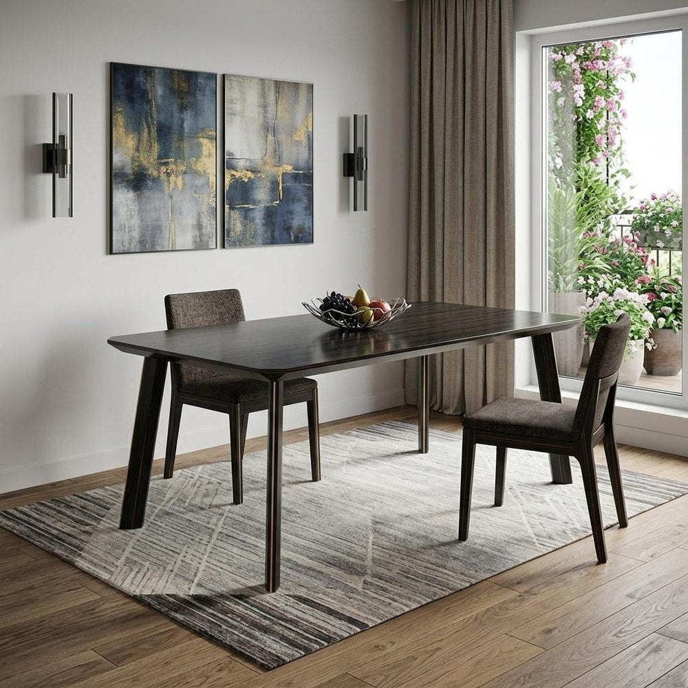 87" Ebony Dining Table in a home interior