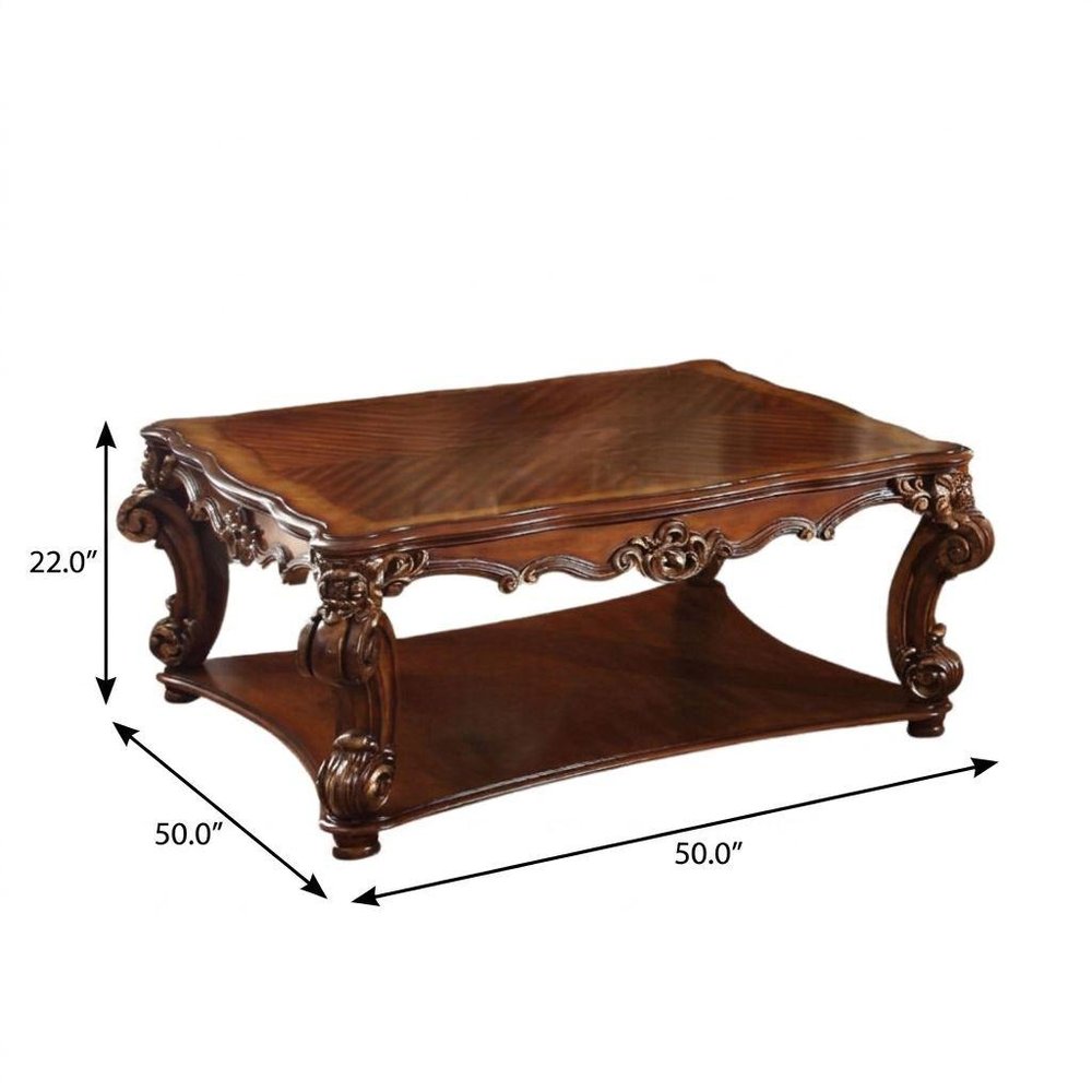 50" Brown Wood Resin and Solid Wood Coffee Table