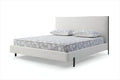 White Wood And Faux Leather King Bed Frame With USB on a white background