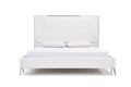 White Tufted Faux Leather Upholstered Queen Bed Frame on a white background