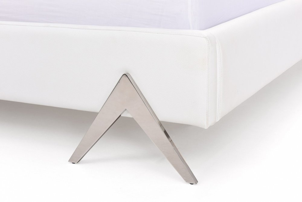 White Tufted Faux Leather Upholstered Queen Bed Frame