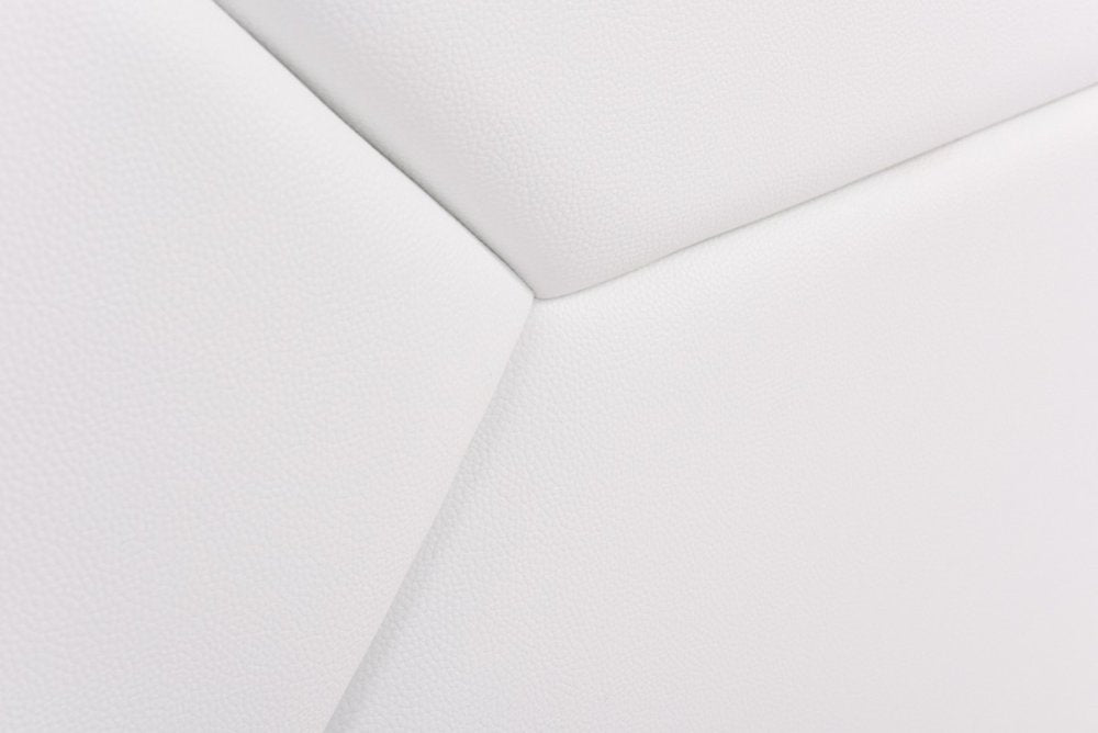 White Tufted Faux Leather Upholstered King Bed Frame