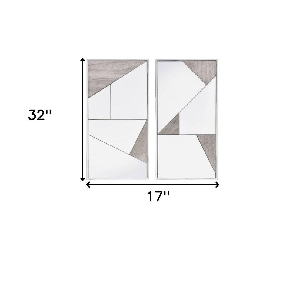 Set of Two Natural Metal Framed Accent Mirror on a white background
