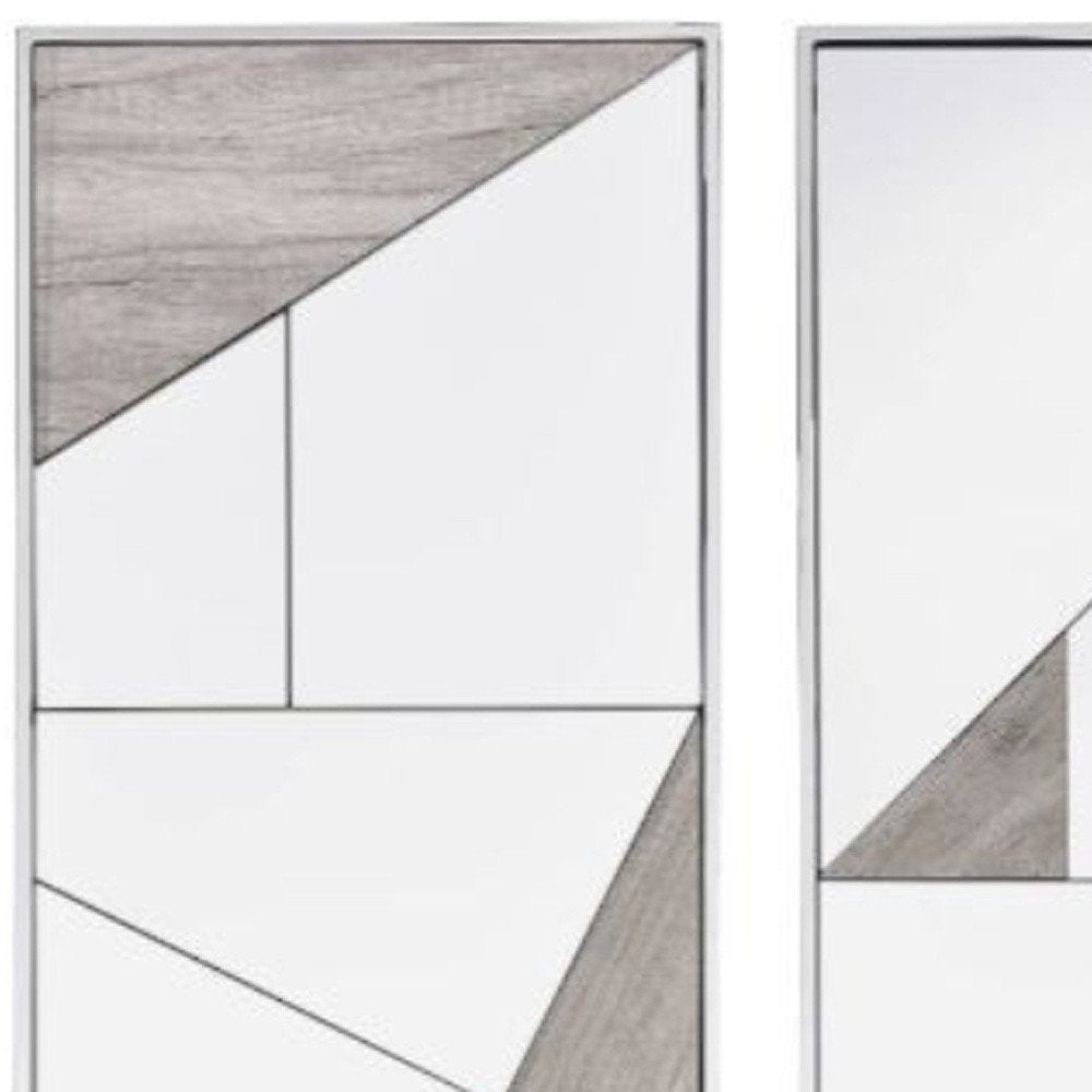 Set of Two Natural Metal Framed Accent Mirror on a white background
