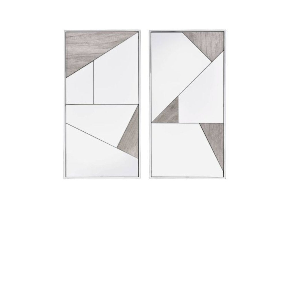 Set of Two Natural Metal Framed Accent Mirror on a white background