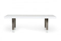95" White And Gray Stainless Steel Dining Table on a white background