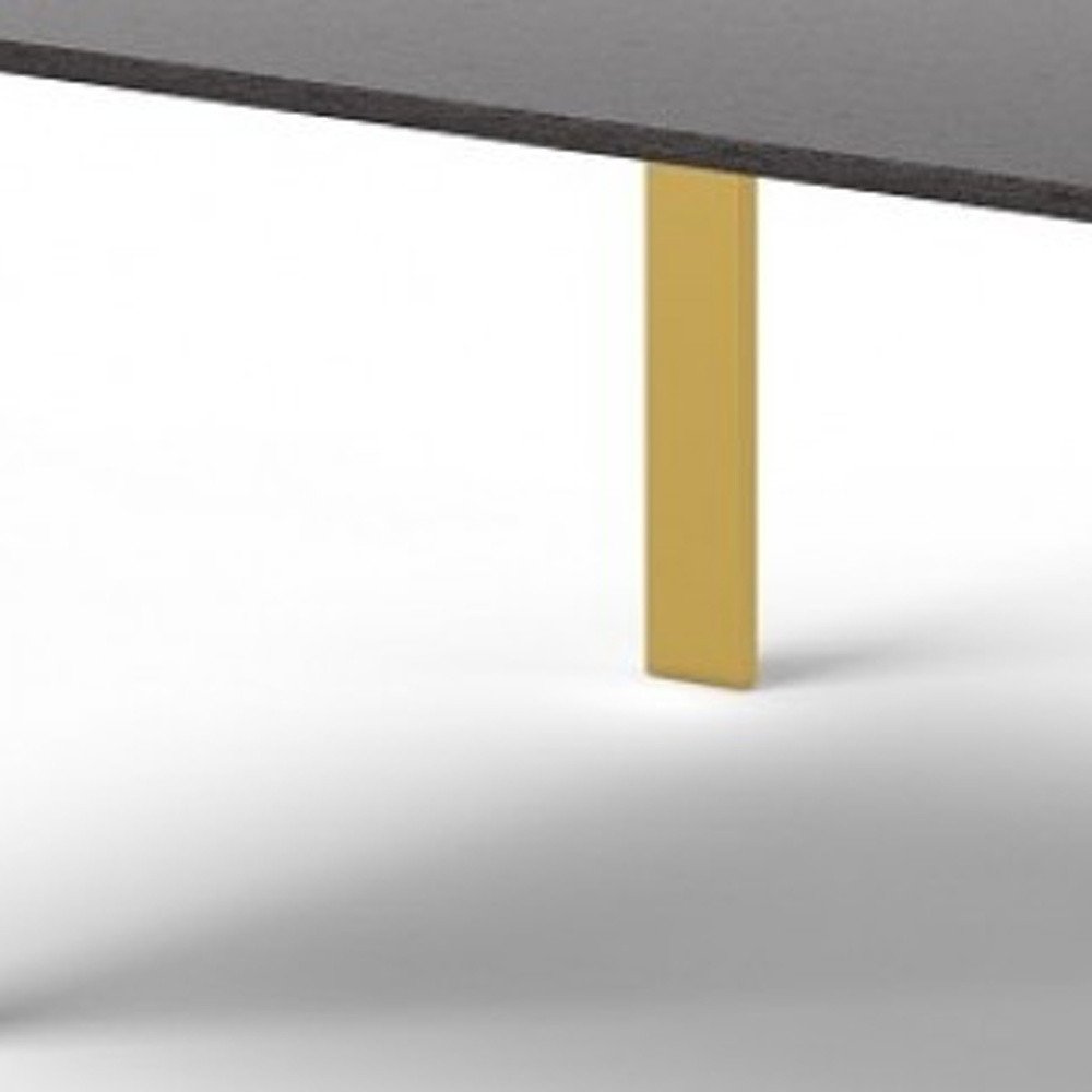 95" Gray And Brass Stainless Steel Dining Table on a white background