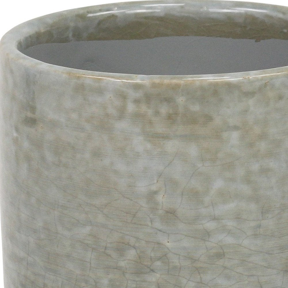 Gray Ceramic 20 Ounce Crackle Mosaic Round Distressed Pot Planter