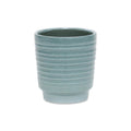 Celadon Ceramic 35 Ounce Striped Round Distressed Pot Planter