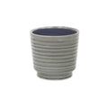 Gray Ceramic 23 Ounce Striped Round Distressed Pot Planter on a white background