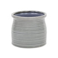 Gray Ceramic 51 Ounce Striped Round Distressed Pot Planter - 5.50" H x 6.25" W x 6.25" D on a white background