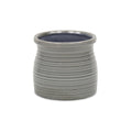 Gray Ceramic 51 Ounce Striped Round Distressed Pot Planter - 4.75" H x 5.00" W x 5.00" D on a white background