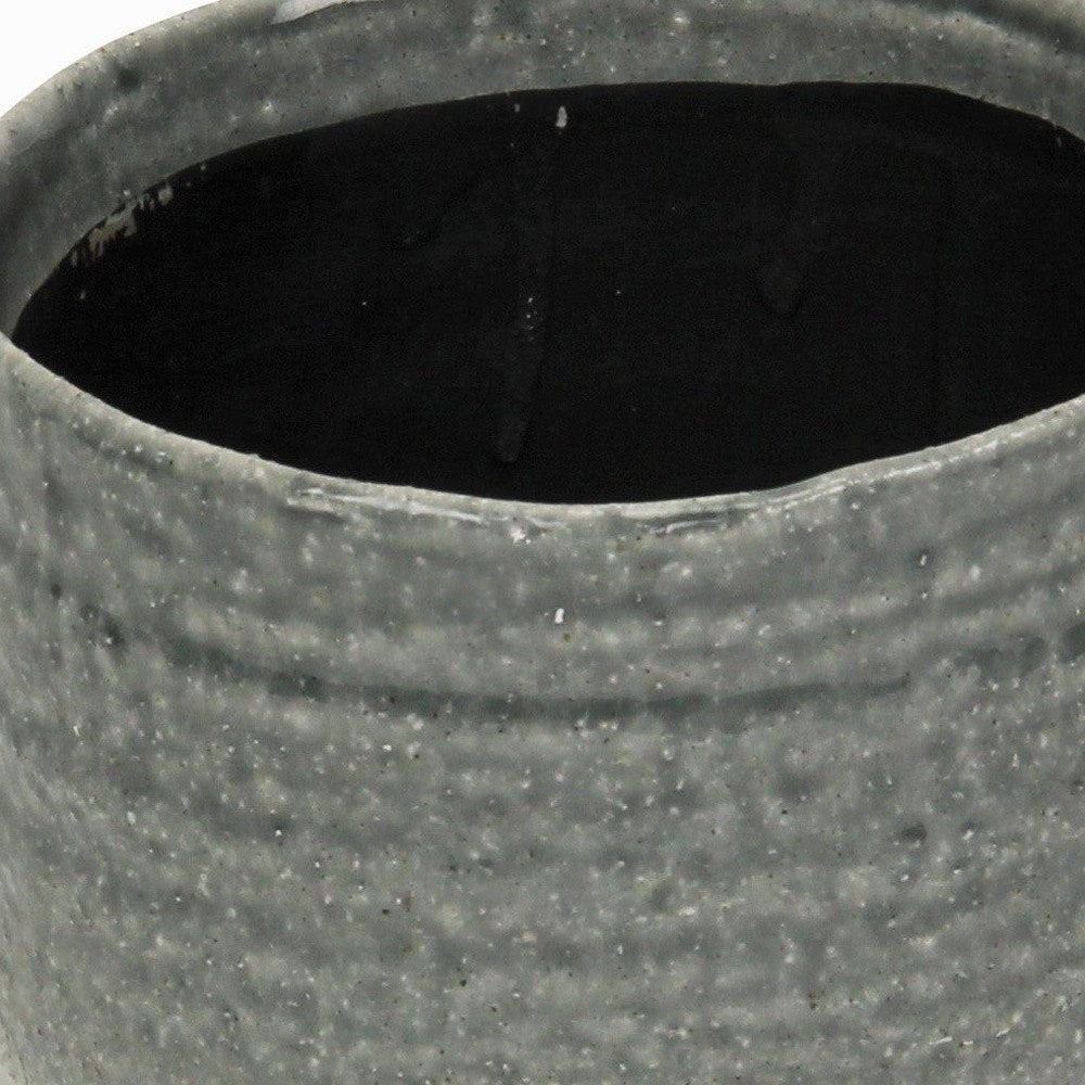 Gray Ceramic 19 Ounce Two Toned Round Distressed Pot Planter