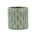 6" Green Geometric Ceramic Indoor Outdoor Round Pot Planter