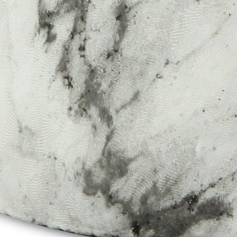 Detail view of 6" White and Gray Marbleized Ceramic Indoor Outdoor Round Pot Planter, filling the frame with the white ceramic texture.