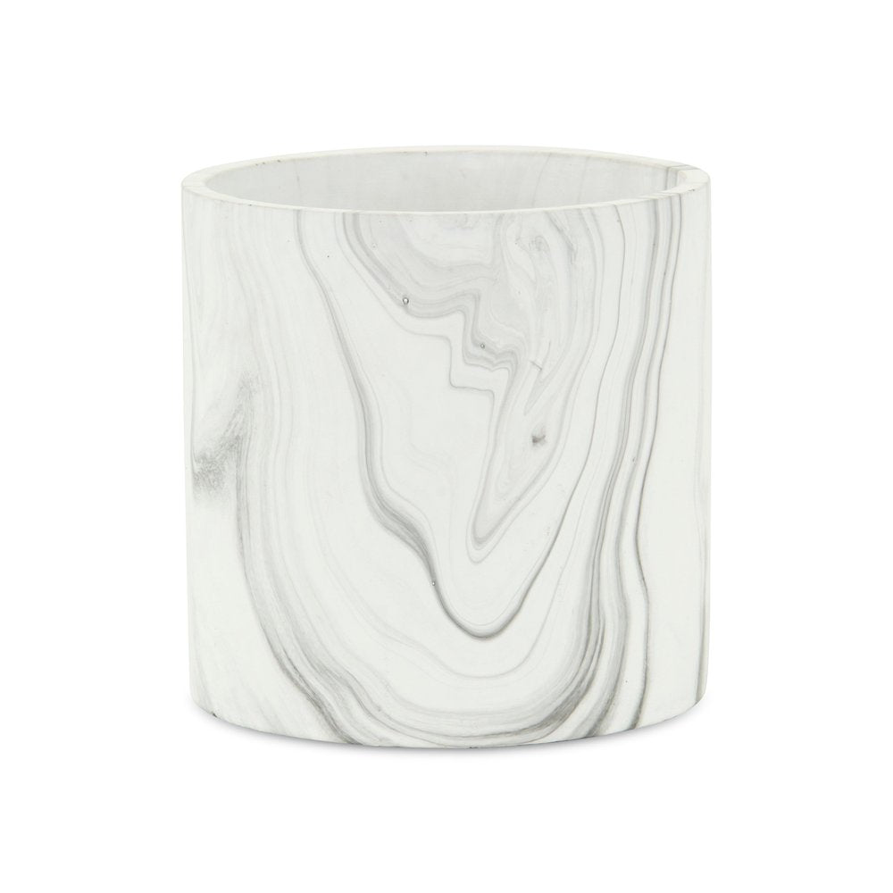 5" White and Gray Marbleized Ceramic Indoor Outdoor Round Pot Planter