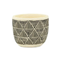 Black And White Ceramic 30 Ounce Geometric Round Distressed Pot Planter