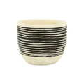 Black And White Ceramic 39 Ounce Striped Round Distressed Pot Planter