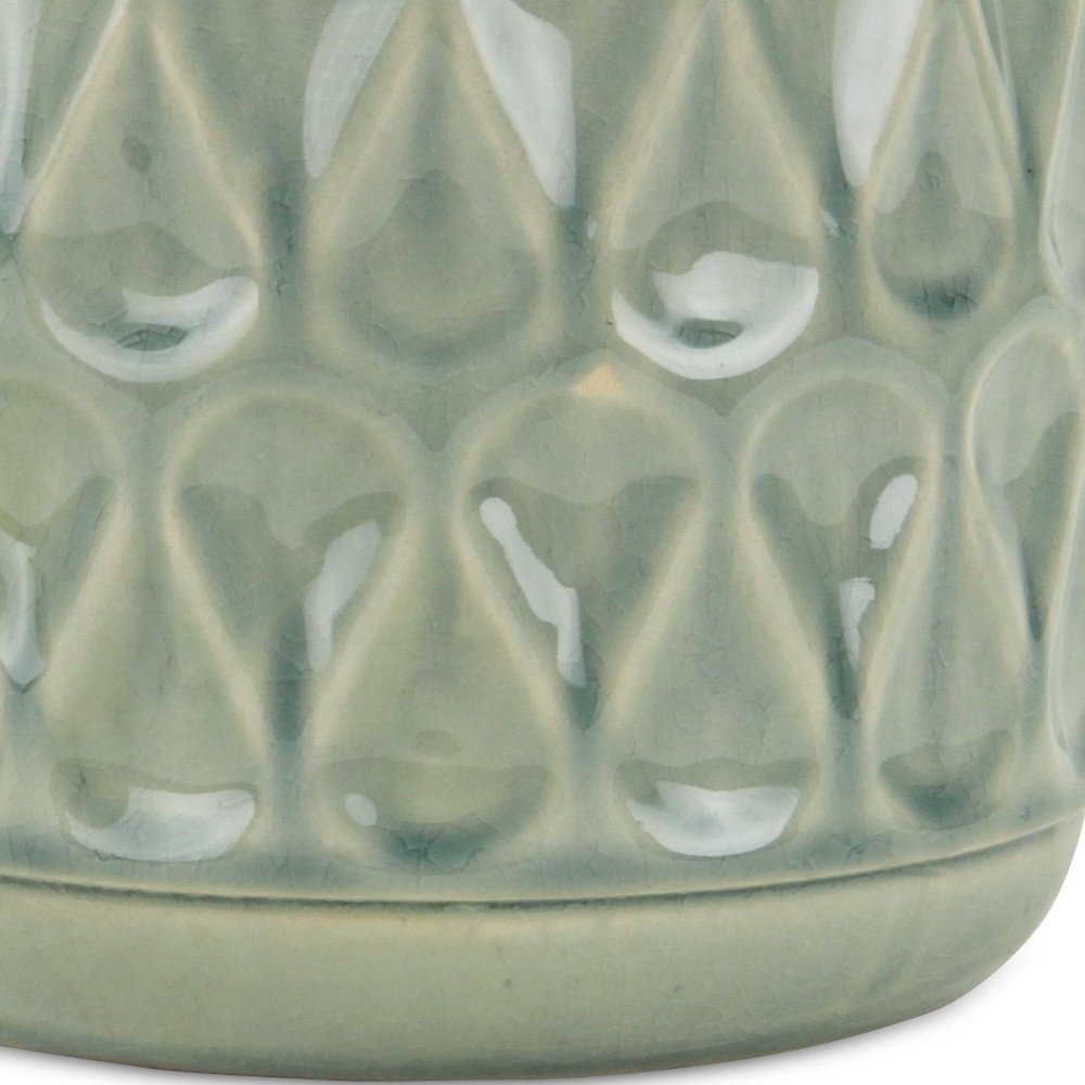7" Green Geometric Ceramic Indoor Outdoor Round Pot Planter close-up detail