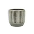 Gray Ceramic 17 Ounce Striped Round Distressed Pot Planter on a white background