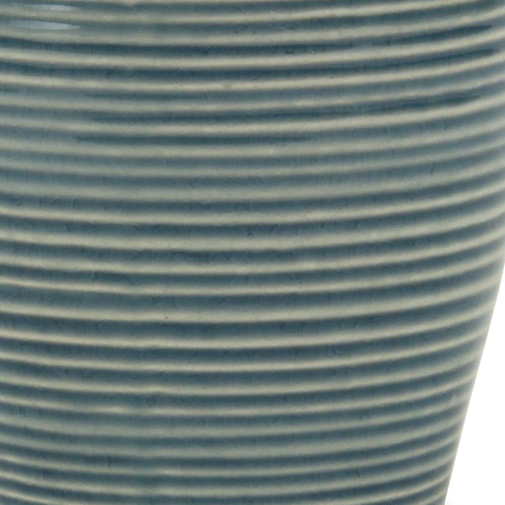Blue Ceramic 22 Ounce Striped Round Distressed Pot Planter