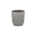 Gray Ceramic 19 Ounce Striped Round Distressed Pot Planter on a white background